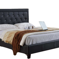Eastern King Size Platform Bed with Diamond Tufted Headboard, Black