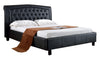 Padded Upholstered Eastern King Size Platform Bed, Black