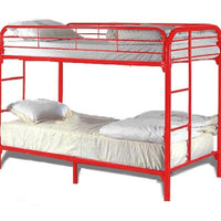 Metal Based Sturdy Twin Over Twin Bunk Bed, Red