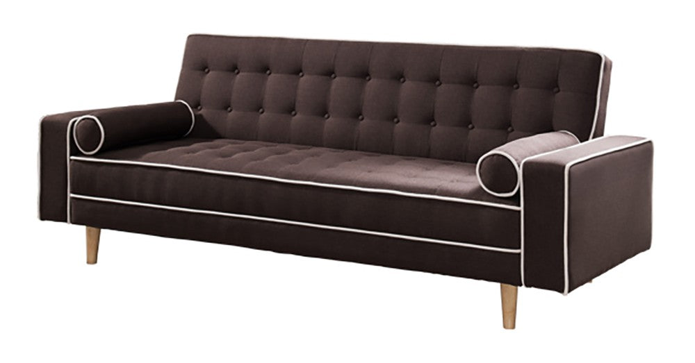 Futon Sofa Bed With Matching Bolsters, Dark Brown