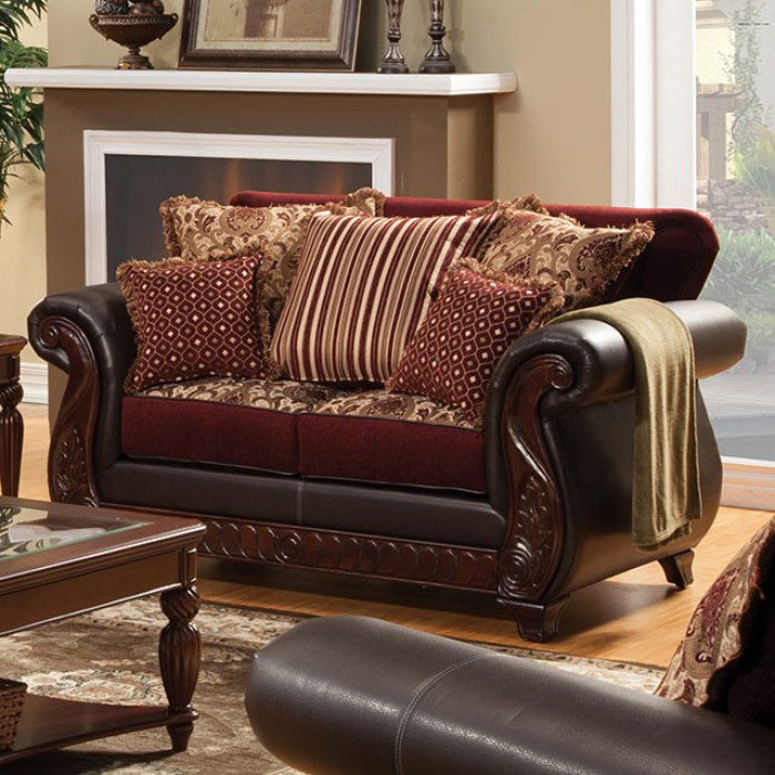 Love Seat, Burgundy, Dark Cherry Brown