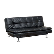 Leatherette Upholstered Contemporary Futon Sofa With Tufted Design, Black