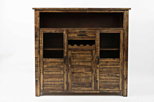 Wooden Wine Cabinet With Spacious Storage, Brown