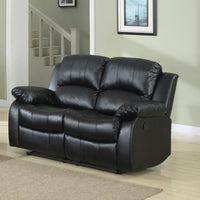 Bonded Leather Recliner Loveseat, Black