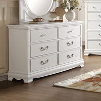 Finely Designed Wooden Dresser With 6 Drawers, White