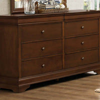 Wooden Dresser With 6 Drawers In Cherry Brown
