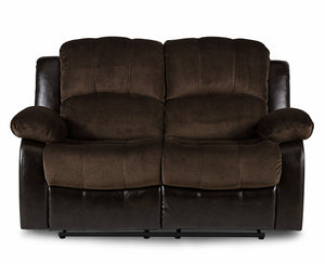 Double Reclining Loveseat In Textured Microfiber Upholstery, Dark Brown