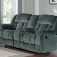 Microfiber Textured Fabric Glider Reclining Loveseat, Charcoal Black