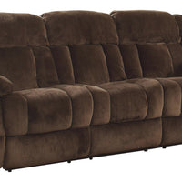 Microfiber Textured Fabric Reclining Sofa, Brown