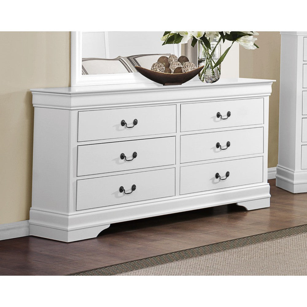 Solid Wooden Six Drawer Dresser, White