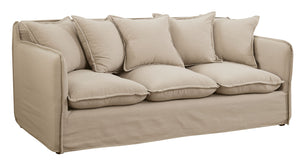 LinenLike Fabric Sofa With Loose Back Pillows, Beige