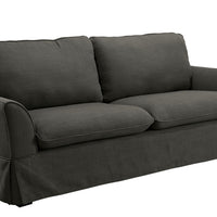 LinenLike Fabric Sofa With Skirted Panel, Gray