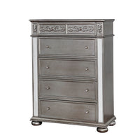 Traditional Solid Wood Chest With Floral Carvings Accent, Silver