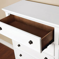 Transitional Solid Wood Chest With Five Drawers, White