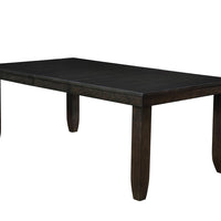 Wooden Rectangular Dining Table with 18" Leaf, Dark Walnut Brown