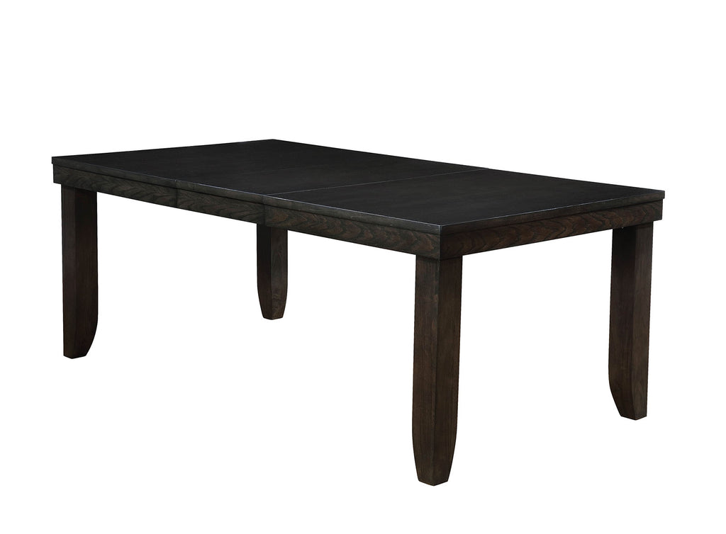 Wooden Rectangular Dining Table with 18" Leaf, Dark Walnut Brown