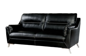 Leatherette Upholstered Sofa with Contrast Stitching, Black