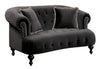 Nail head Trim Fabric Upholstered Loveseat with Button Tufting, Black