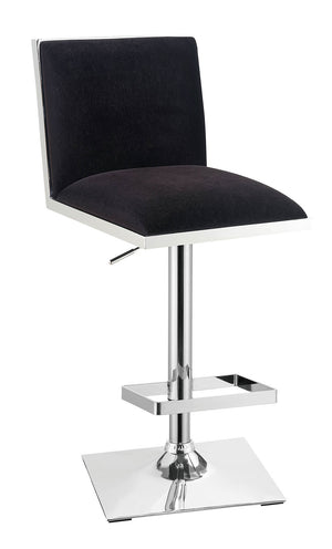 Contemporary Style Bar Stool With Padded Fabric Seat And Back, Black & Silver