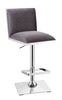 Contemporary Style Bar Stool With Padded Fabric Seat And Back, Gray & Silver