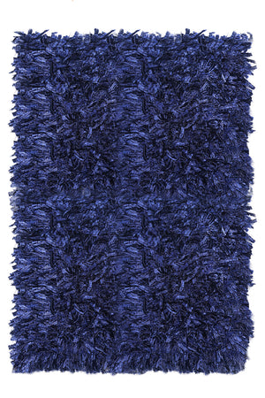 Contemporary Style Area Rug In Polyester With cotton Backing, Blue