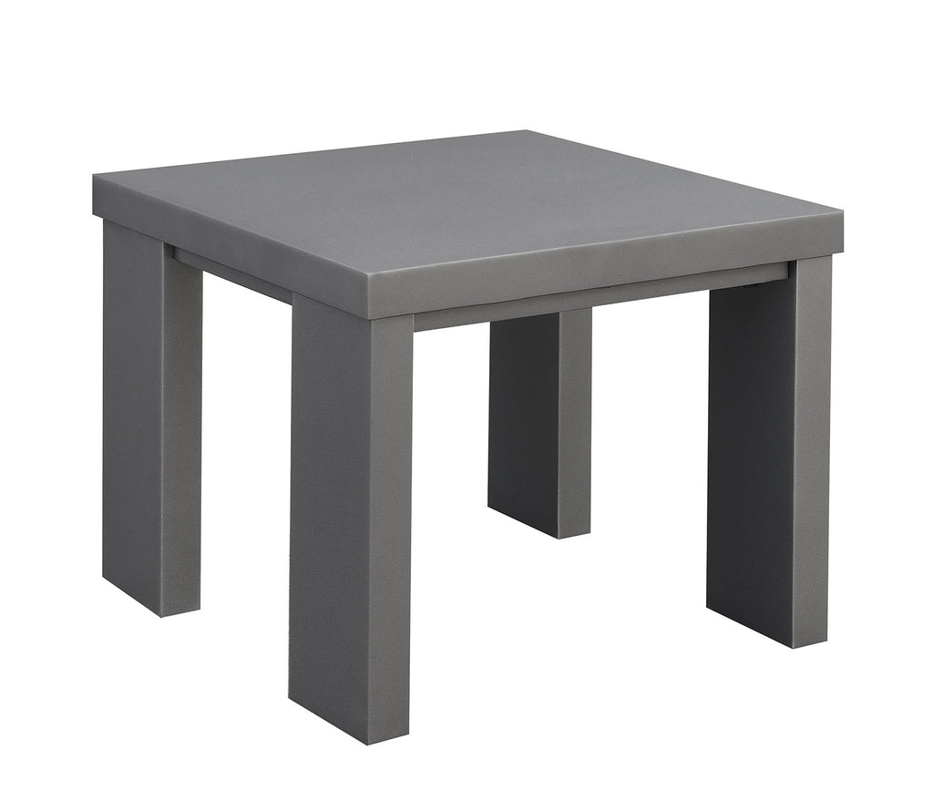 Aluminum Framed End Table with Plank Style Top, Gray