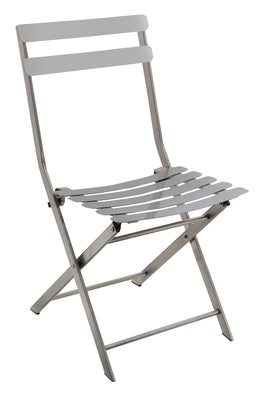 Industrial Styled Metal Folding Chair, Silver, Pack Of Two