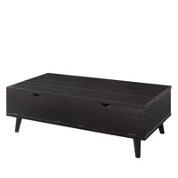 Modern Lift Top Wooden Coffee Table With Storage & Drawers, Red Cocoa Brown