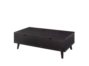 Modern Lift Top Wooden Coffee Table With Storage & Drawers, Red Cocoa Brown