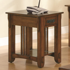 Transitional Style Solid Wooden Accent Table With Drawer And Open Shelf, Brown