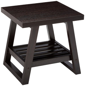 Transitional Style Solid End Table With Open Bottom Shelf & Flared Legs, Brown