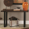 Minimalist Sofa Table With Metal Base & Wooden Top, Brown