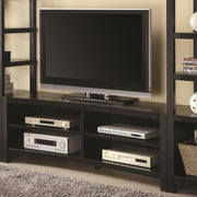 Minimal Style Wooden TV Console With Multi Storage, Cappuccino Brown