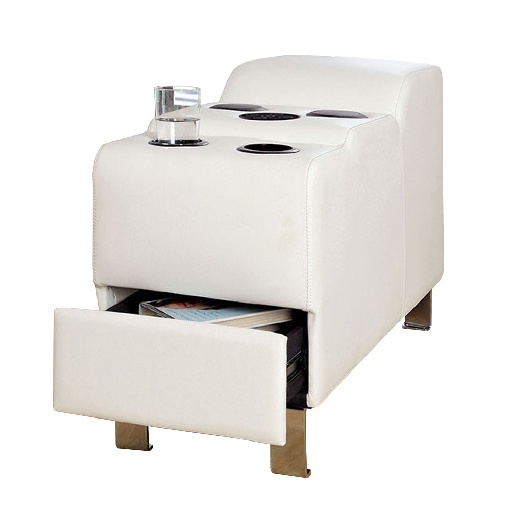 Bonded Leather White Speaker Console