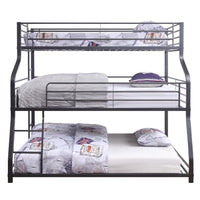 62" X 83" X 74" Gunmetal Metal Triple Bunk Bed - Twin-Full-Queen