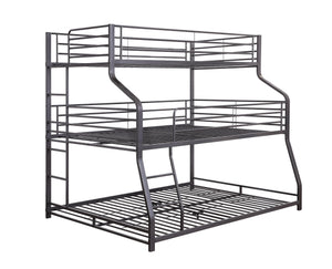 62" X 83" X 74" Gunmetal Metal Triple Bunk Bed - Twin-Full-Queen