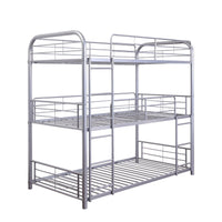 42" X 79" X 74" Silver Metal Triple Bunk Bed - Twin