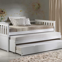 41" X 77" X 10" White Wood Casters Daybed - Trundle