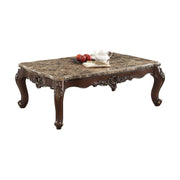 34" X 58" X 21" Marble Dark Walnut Wood Coffee Table