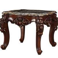 30" X 30" X 25" Marble Walnut Wood End Table