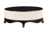 47" X 47" X 19" Cream Fabric Black Wood Upholstered (Base) Cocktail Table