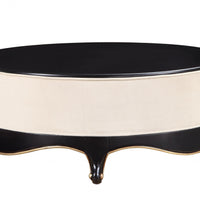 47" X 47" X 19" Cream Fabric Black Wood Upholstered (Base) Cocktail Table