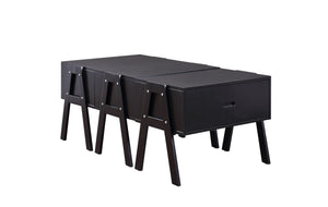 25" X 48" X 20" Black Wood Veneer Coffee Table (Convertible)