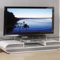 20" X 63" X 16" White Gray Wood Glass Metal Veneer TV Stand