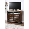 Wooden Media Chest With Six Drawer And Two Open Shelf In Cherry Brown