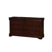 Transitional Style Wooden Dresser With 6 Drawers In Cherry Brown
