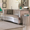 Transitional Velvet Fabric & Metal Loveseat With Chrome Legs, Silver