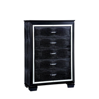 Crocodile Textured Wooden 5 Drawer Chest, Black