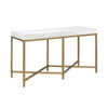 Rectangle Top Console Table With Brushed Gold Metal Base, White