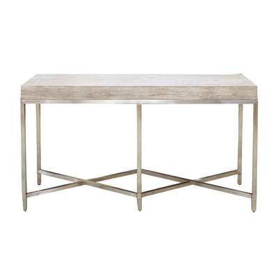 Rectangle Top Console Table With Brushed Stainless Steel Base, Gray